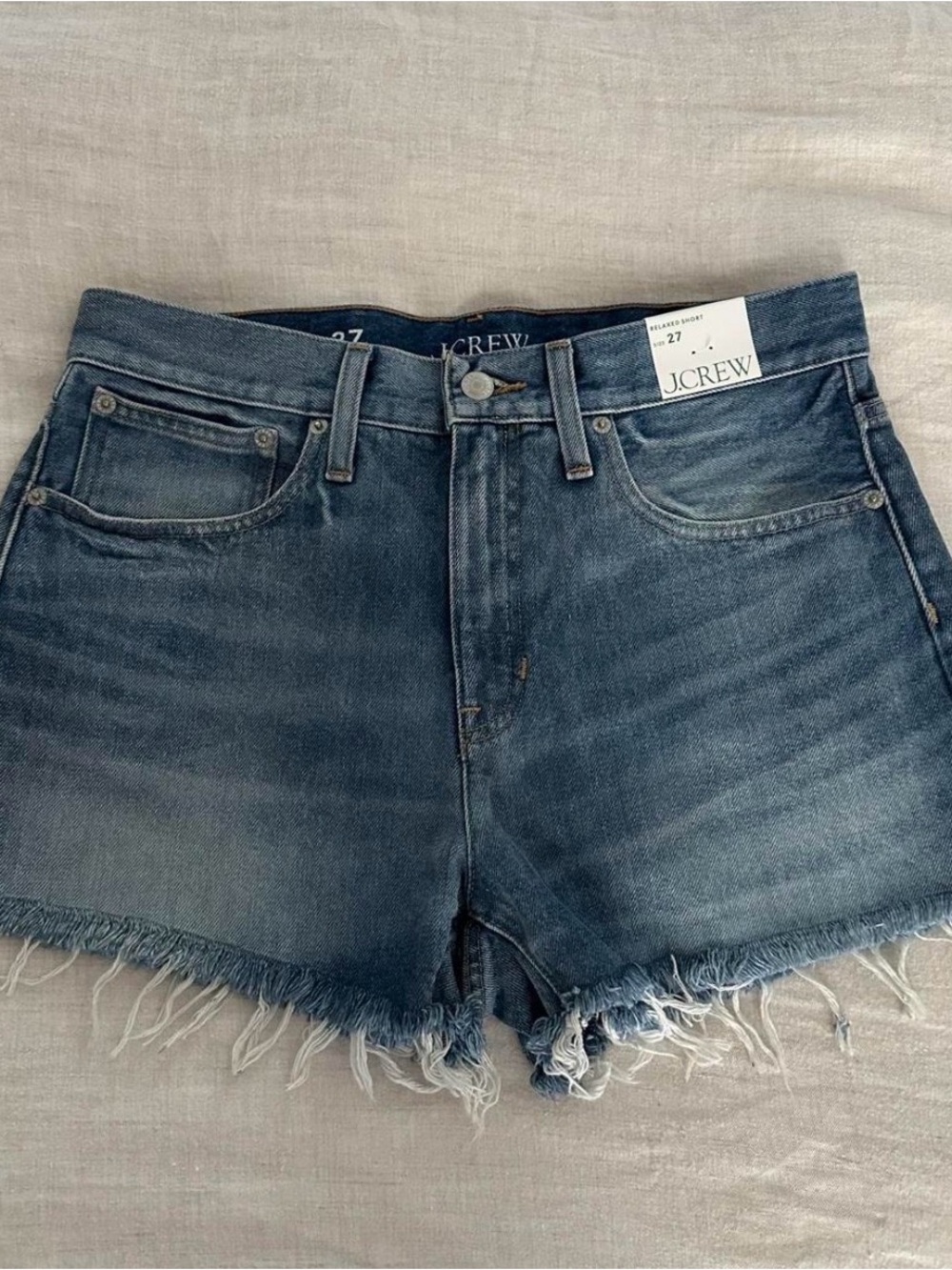 J. Crew Blue Denim Relaxed Fit Frayed Hem Women's Shorts